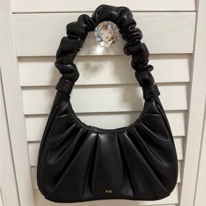 JW PEI Gabbi Black Ruched Shoulder Bag